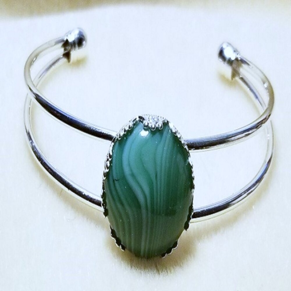 Green Banded Agate Cuff
